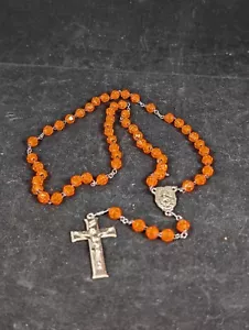 Rosary Beads Vintage Orange Plastic - Picture 1 of 5