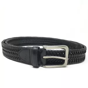 Tommy Bahama Belt Mens Size 42-44 Black Woven Braided Leather Casual Dress - Picture 1 of 5