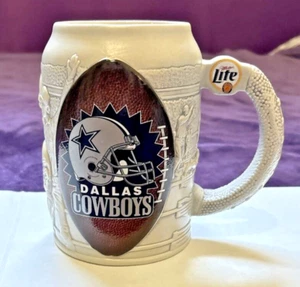 1999 Dallas Cowboys heavy 3D Miller Lite Beer 30 OZ Mug Ceramic NFL Vintage - Picture 1 of 12