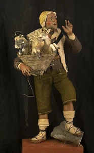 Figura pecoraio 34 Cm scena gregge arte Presepiale Presepe Napoletano design - Foto 1 di 17