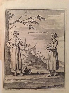 CORTIGIANE IN TIBET from Grueber donne in costume acquaforte 1746 Thomas Astley - Bild 1 von 1
