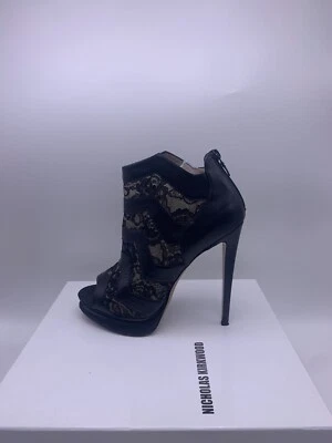 Nicholas Kirkwood Lace Booties Peep Toe Back Zipper Platform 40.5 - Image 1 of 4