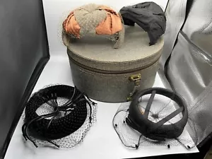 Vintage Pillbox Hat Lot Fascinator Theater Prop Costume Netting Hatbox 50’s - Picture 1 of 24