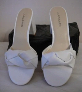 J Adams Tori White Chunky Heeled Slides Sandals Braided Strap-Women's Size 9 - Picture 1 of 9