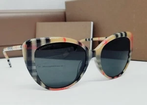 BURBERRY vintage check/dark grey BE4407F 408787 54 sunglasses NEW IN BOX! - Picture 1 of 10