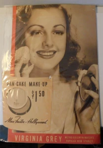 Publicidad Max Factor Hollywood Virginia Gris Stand-up Años 1940 - Imagen 1 de 4
