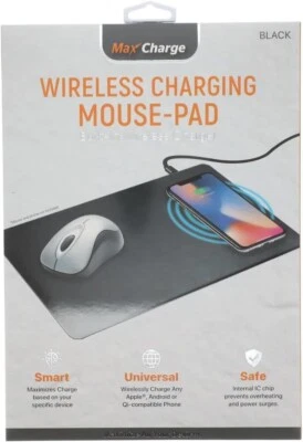 Max Charge Wireless Charging Mouse Pad Built-in Wireless Charger Devices NEW - Image 1 of 2