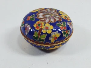 Plato de baratija esmaltado Cloisonne 3 pulgadas soporte de joyería vintage mariposas flores - Imagen 1 de 3