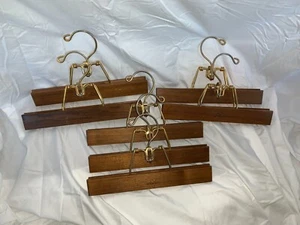 7 Setwell VTG Wooden Dark Wood Pants Slacks Trousers Skirt Hangers 10" - Picture 1 of 6