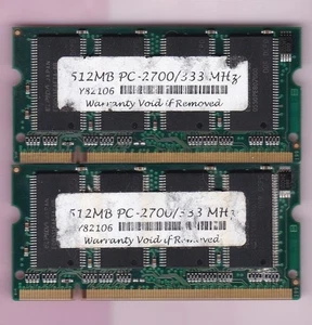 1GB 2x512MB PC-2700S ELPIDA 512MB PC-2700/333MHZ DDR-333 LAPTOP Ram Memory Kit - Picture 1 of 3
