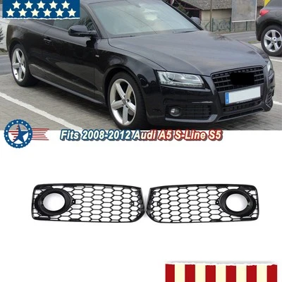 Honeycomb Front Fog Light Grille Bezel Cover For 2008-2012 Audi A5 S-Line S5 US Foto 1 de 4