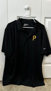 Nike Golf Pittsburgh Pirates Polo Shirt Mens XL Black Dri Fit Performance MLB - Picture 1 of 4