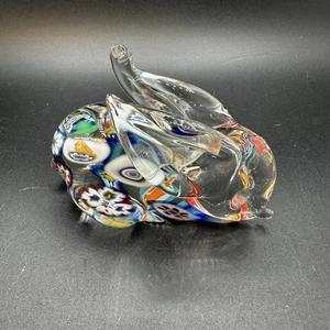 Figura de escultura de conejito de vidrio artístico estilo Murano pisapapeles multicolor - Imagen 1 de 8