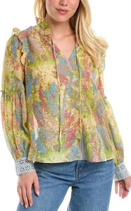 NEW LOVE SHACK FANCY RONALDA BLOUSE IN PASTEL FIELDS XS! - Picture 1 of 11
