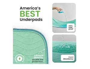 Washable Underpads18" x 24" Pack of 4 - Super Absorbency Reusable SAME DAY SHIP - Picture 1 of 3