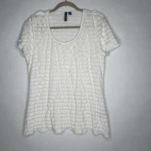 Essentials By Milano White Ruffles Top Blouse Shirt Dressy Workwear Large L Work - Picture 1 of 7