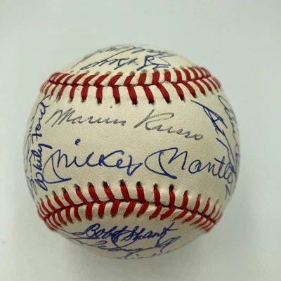 Mickey Mantle New York Yankees Hall Of Fame Legends Multi Signed Baseball JSA - Image 1 of 4