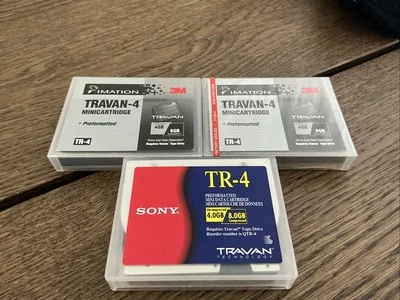 LOT-3M IMATION-TRAVAN-4 MINICARTRIDGE 4GB/8GB-1 New, 1 Used, 1 Sony - 3 Total - Image 1 of 4