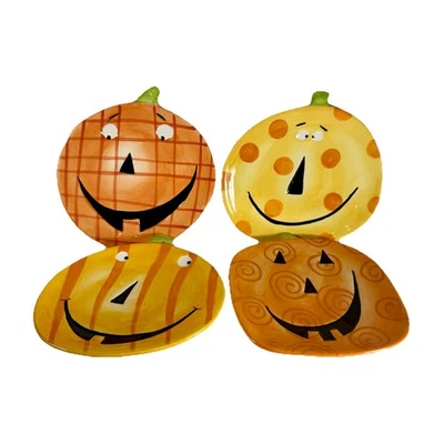 Juego de 4 placas Jack-O’-Lantern Boston Warehouse Trading Corp 2004- Calabazas Foto 1 de 4