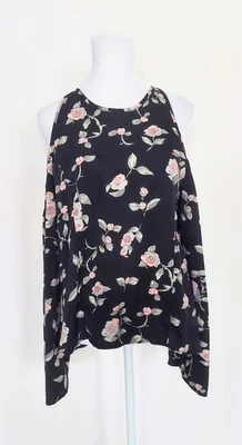 Top Lucca Talla Pequeña Hombro Frío Manga Larga Negro Rosa Floral Foto 1 de 4
