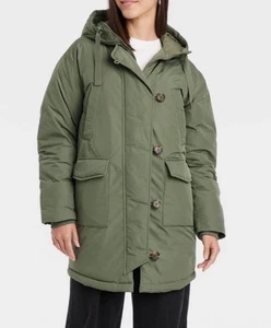 NEW Womens Long Parka Jacket 2XLARGE Universal Thread Olive Green Winter Coat - Picture 1 of 6