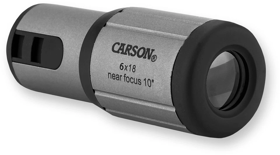 Carson CloseUp 6x18 Close-Focus Portable Monocular, Gray/Black CF-618 - Image 1 of 4