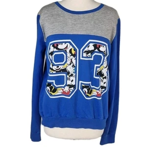women disney size 14 blue sweater sweatshirt jumper graphic 93 casual mickey  - Picture 1 of 4
