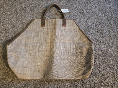 Mudpie jute log carrier, firewood, decor tote, natural, Eco-woodstove, camping - Image 1 of 4