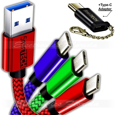 3 pack of Micro USB Braided Cable + Type C Adapter (Sync Charger Charging Cord) - Image 1 of 3