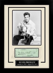 Elvis Presley Facsimile Signed Autographed Personal Check Framed 8x10 Display - Picture 1 of 2