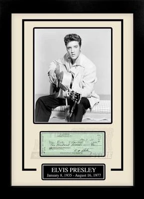 Elvis Presley Facsimile Signed Autographed Personal Check Framed 8x10 Display - Image 1 of 2