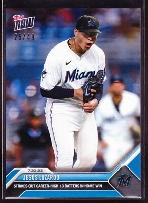 Jesus Luzardo Miami Marlins Strikes Out 13 Rockies 2023 Topps Now 606 Blue 25/49 - Image 1 of 2