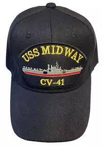 Gorra de pelota militar USS MIDWAY CV-41 de la Marina de los Estados Unidos - negra - Imagen 1 de 1