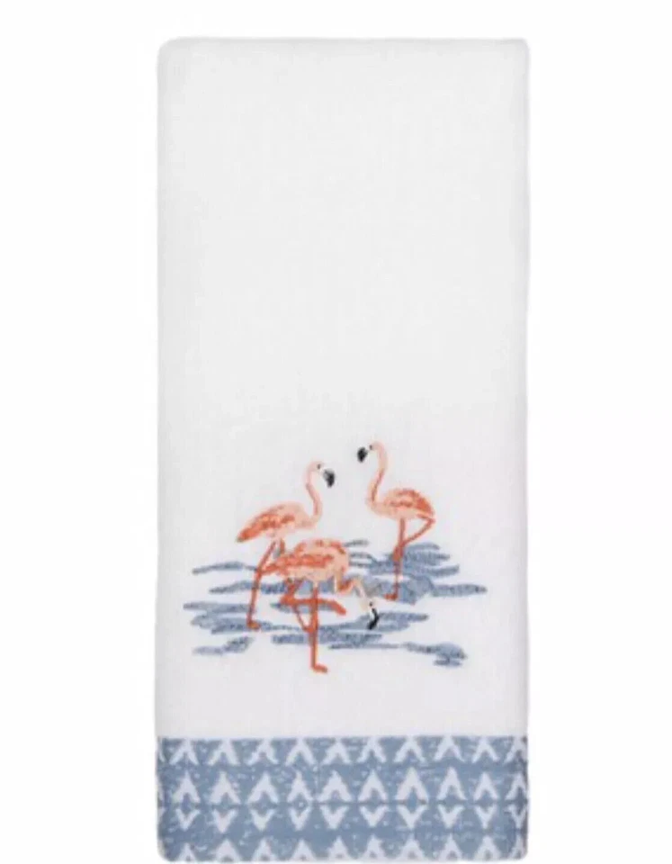 Sonoma Coastal Pink Flamingo Flock Ocean Beach Tropical Theme Bath Hand Towel - Image 1 of 1
