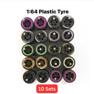 10 CONJUNTOS 1/64 Custom HOTWHEELS JDM NEUMÁTICOS DE PLÁSTICO COMOLD ejes largos colección de coches - Imagen 1 de 9