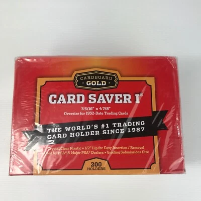 CARDBOARD GOLD 200x Card Saver 1 Card Sleeves Semi-Rigid Protectors Yugioh Pokemon Grading