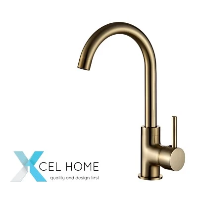 Lida Brushed Gold Kitchen Faucet Tap - Single Lever, Durable Stainless Steel - Image 1 of 4