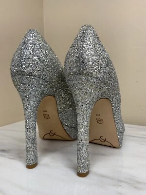 Tacones de fiesta Joan & David plateados plataforma 5" para mujer TALLA US 9  Foto 1 de 4