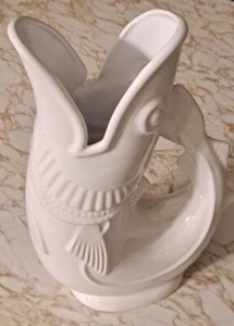 Shreve Crump & Low Medium, Boston. White Gurgling Cod Fish 11" Pottery Pitcher - Picture 1 of 6