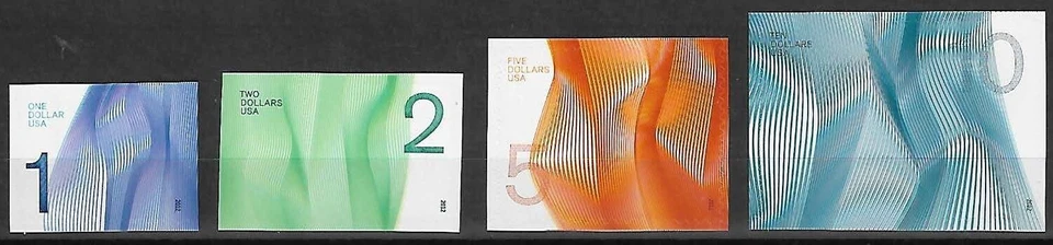 US Waves of Color $1 $2 $5 $10 Stamp Set of 4 Scott #4717 4718 4719 4720 - Image 1 of 1