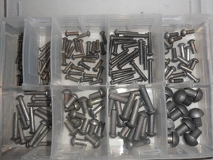 160 No, Cup Head, Solid, Steel Rivet, Assortment, 1/8,5/32,3/16,1/4 and 3/8 dia. - Picture 1 of 3