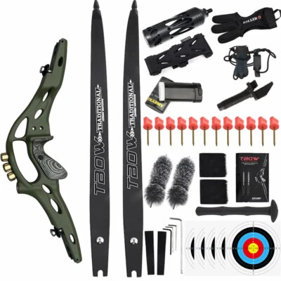 62" ILF Recurve Bow 19'' Riser 30-60lbs Gordon Limbs Archery American Hunting - Image 1 of 4