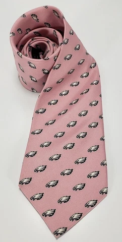 Philadelphia Eagles 59'' x 4'' wide neck tie EAGLES WINGS 100% silk NFL Pink Cover