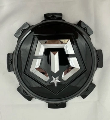 TIS 544 8 Lug Gloss Black Wheel Center Cap with Chrome Logo 1921L173 - Image 1 of 2
