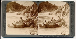 Inde c. 1900 - Peau de Boeufs Gonflés Bateau Radeau Himalaya River - 35 - Foto 1 di 1