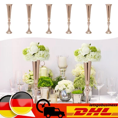 6pcs Vase Blumenvase Metall Vintage Amphoren Hochzeit Dekovase Silber 56.5cm - Bild 1 von 4