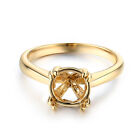 Classic Solitaire Semi Mount Ring Settings Only Solid 10K Yellow Gold Round 8mm
