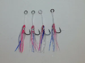 4 x 3/0 Squid Skirts Assist Jigging Hooks Slow Micro Jig Reef Fish Free Postage - Picture 1 of 15