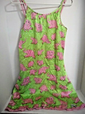 Camisón Nick & Nora Poliéster Verde y Rosa Elefantes Sobre Patines L 14/16 Foto 1 de 4
