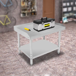 Mesa de trabajo comercial con salpicadero lateral mesa de preparación para almacenamiento de cocina - Imagen 1 de 19